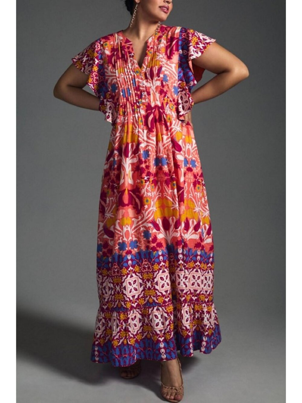 Anthropologie Maeve Multicolor Printed Cassandra Maxi Dress